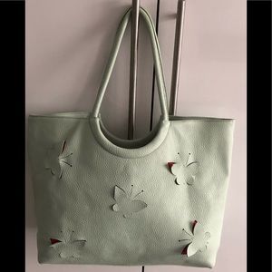 CLAUDIA FIRENZE PALE MINT LEATHER TOTE BAG